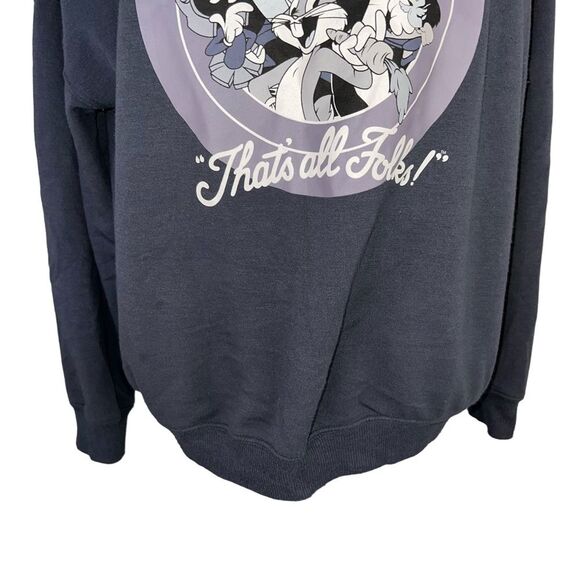 Looney Tunes Graphic Sweatshirt Gray Medium Cozy Soft Bugs Bunny Sylvester - Picture 3 of 7